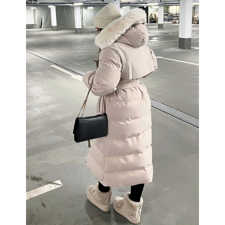 Doudoune longue matelassée à ceinture Doudoune longue matelassée à ceinture