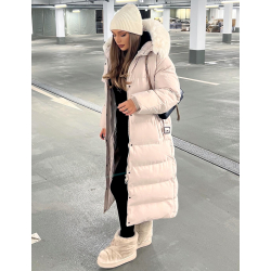 Doudoune longue matelassée à ceinture Doudoune longue matelassée à ceinture