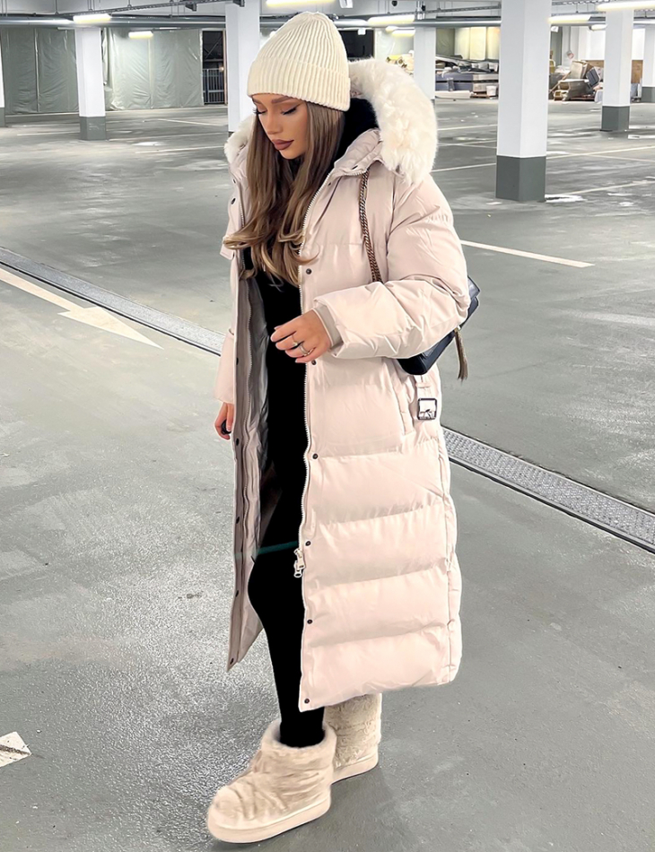 Doudoune longue matelassée à ceinture Doudoune longue matelassée à ceinture