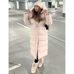 Doudoune longue matelassée à ceinture Doudoune longue matelassée à ceinture