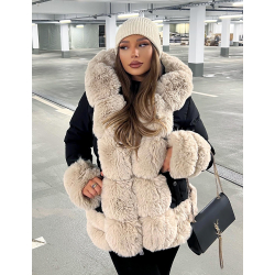 Veste à fourrure avec ceinture