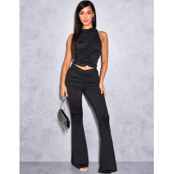 Ensemble pantalon et crop-top froncé