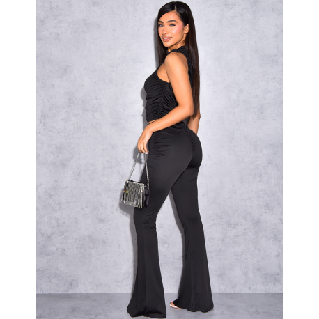 Ensemble pantalon et crop-top froncé
