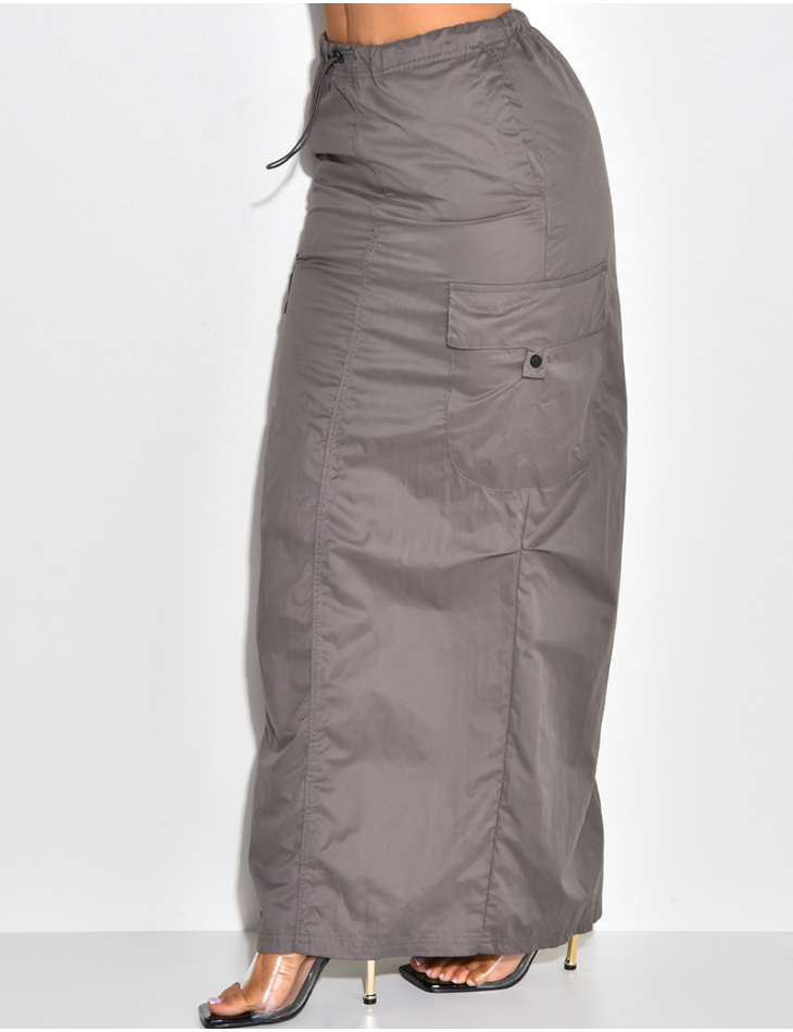 Long slit cargo skirt
