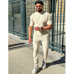 Ensemble pantalon et pull à col rond texturé