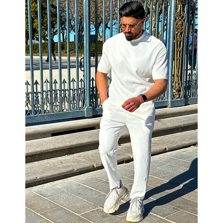 Ensemble pantalon et pull à col rond texturé Ensemble pantalon et pull à col rond texturé