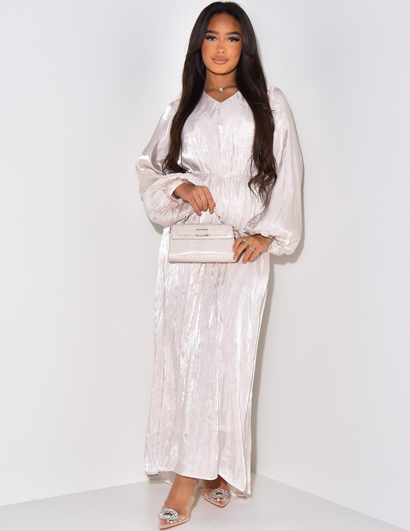 Abaya en voile satiné effet scintillant