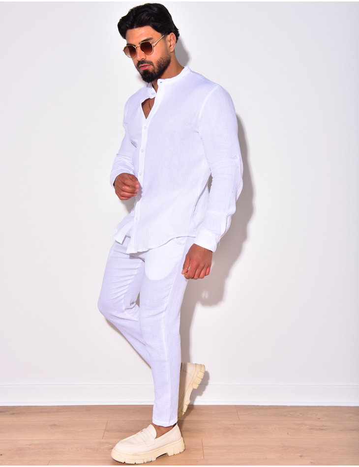 Ensemble pantalon et chemise à col rond Ensemble pantalon et chemise à col rond