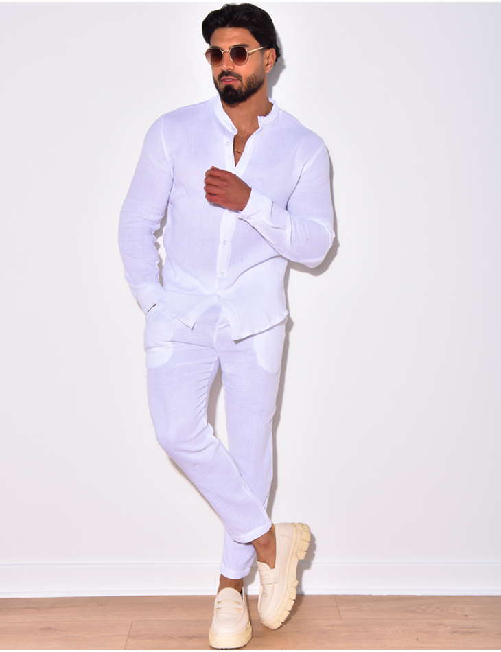 Ensemble pantalon et chemise à col rond Ensemble pantalon et chemise à col rond