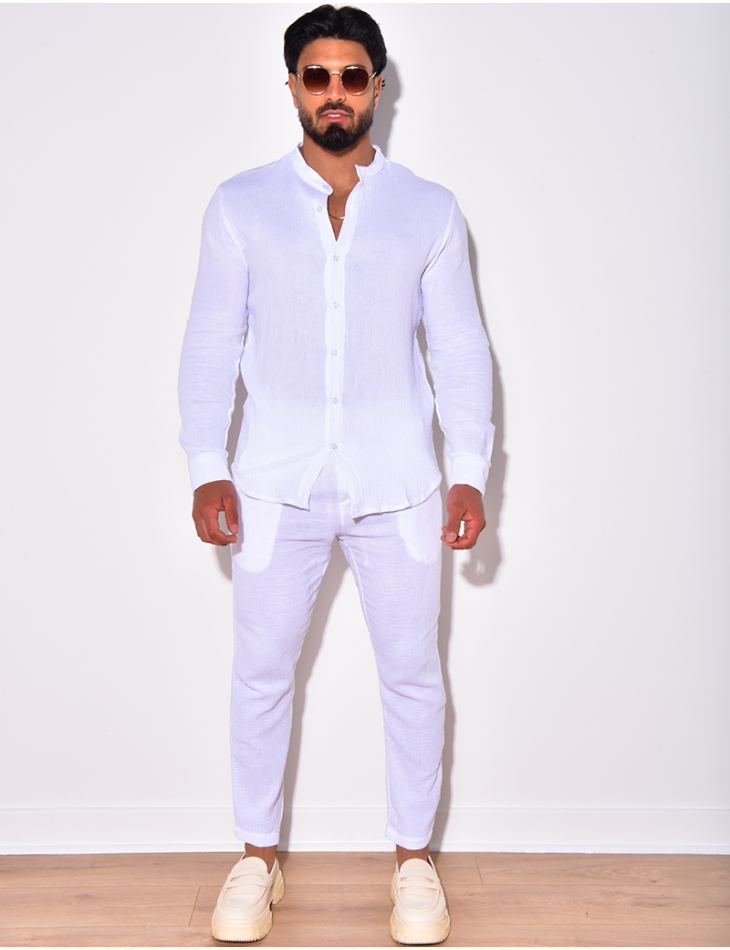 Ensemble pantalon et chemise à col rond Ensemble pantalon et chemise à col rond