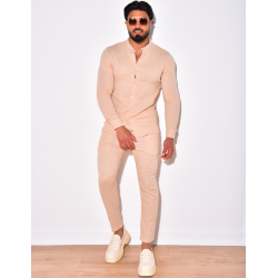 Ensemble pantalon et chemise à col rond fluide Ensemble pantalon et chemise à col rond fluide