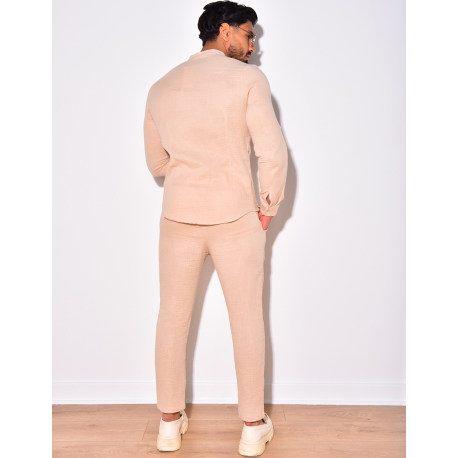 Ensemble pantalon et chemise à col rond fluide Ensemble pantalon et chemise à col rond fluide