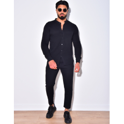 Ensemble pantalon et chemise à col rond fluide