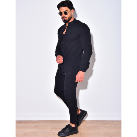 Ensemble pantalon et chemise à col rond fluide