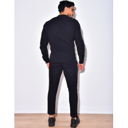 Ensemble pantalon et chemise à col rond fluide