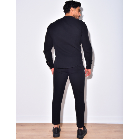 Ensemble pantalon et chemise à col rond fluide