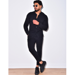 Ensemble pantalon et chemise à col rond fluide