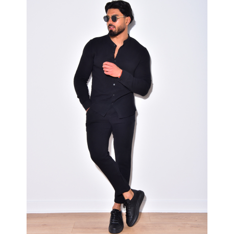 Ensemble pantalon et chemise à col rond fluide