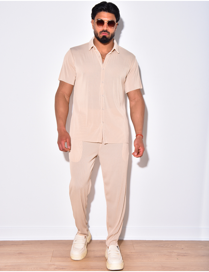 Ensemble pantalon et chemise plissé