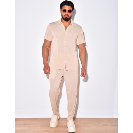 Ensemble pantalon et chemise plissé