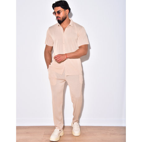 Ensemble pantalon et chemise plissé