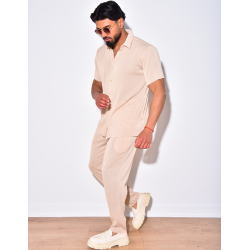 Ensemble pantalon et chemise plissé