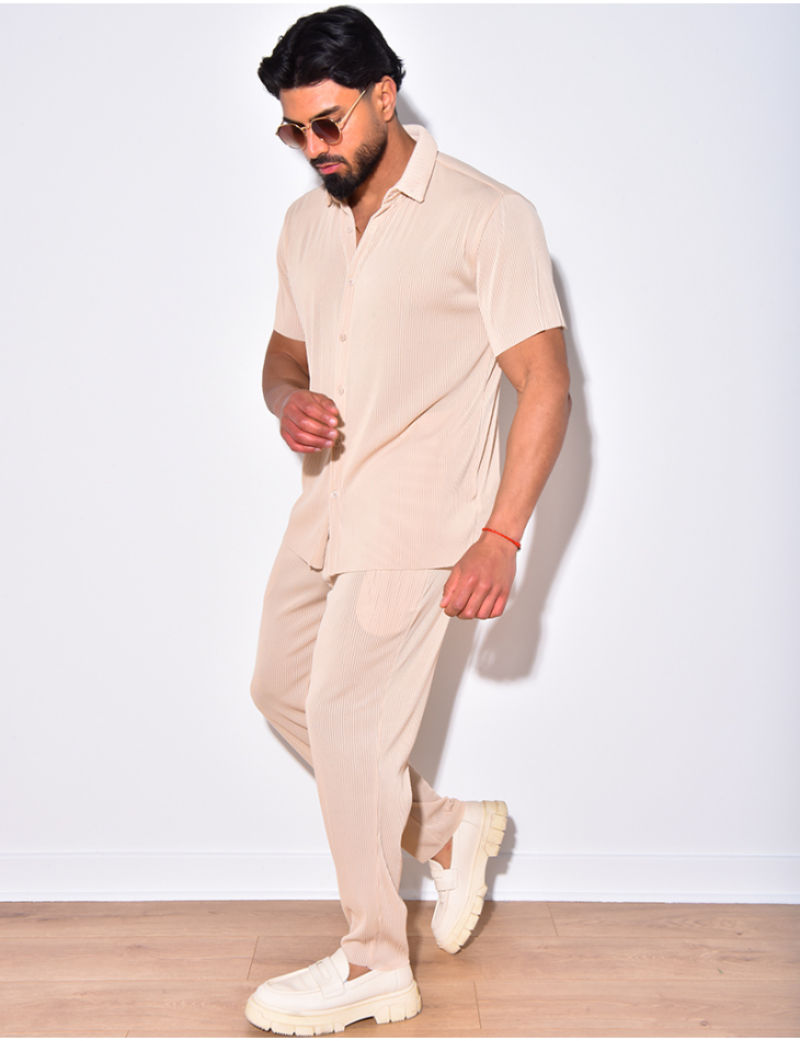 Ensemble pantalon et chemise plissé