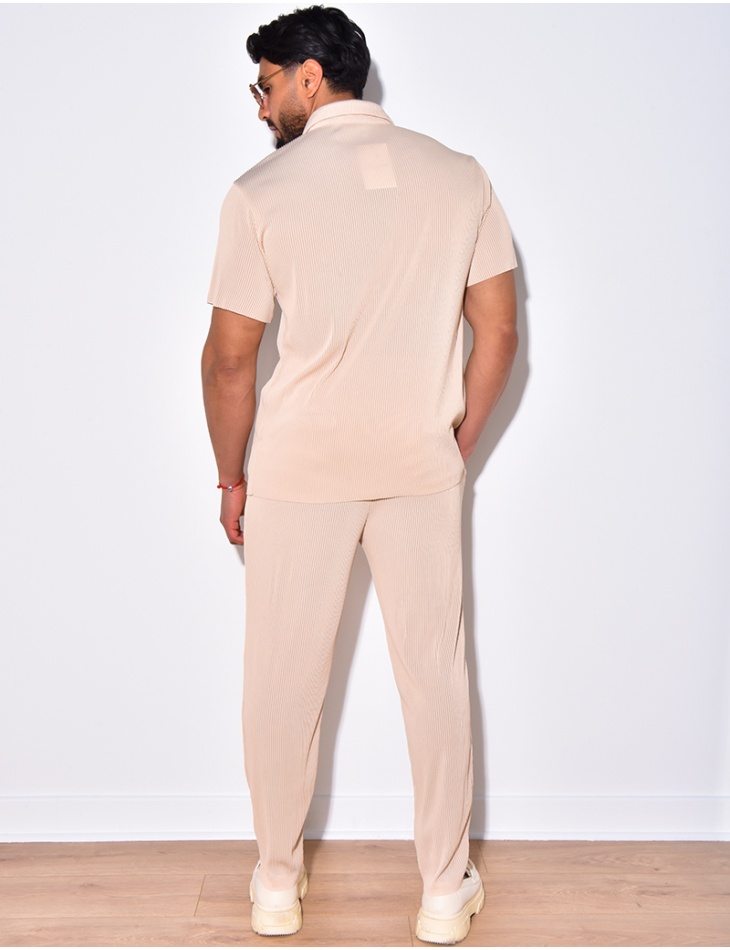 Ensemble pantalon et chemise plissé