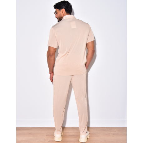 Ensemble pantalon et chemise plissé