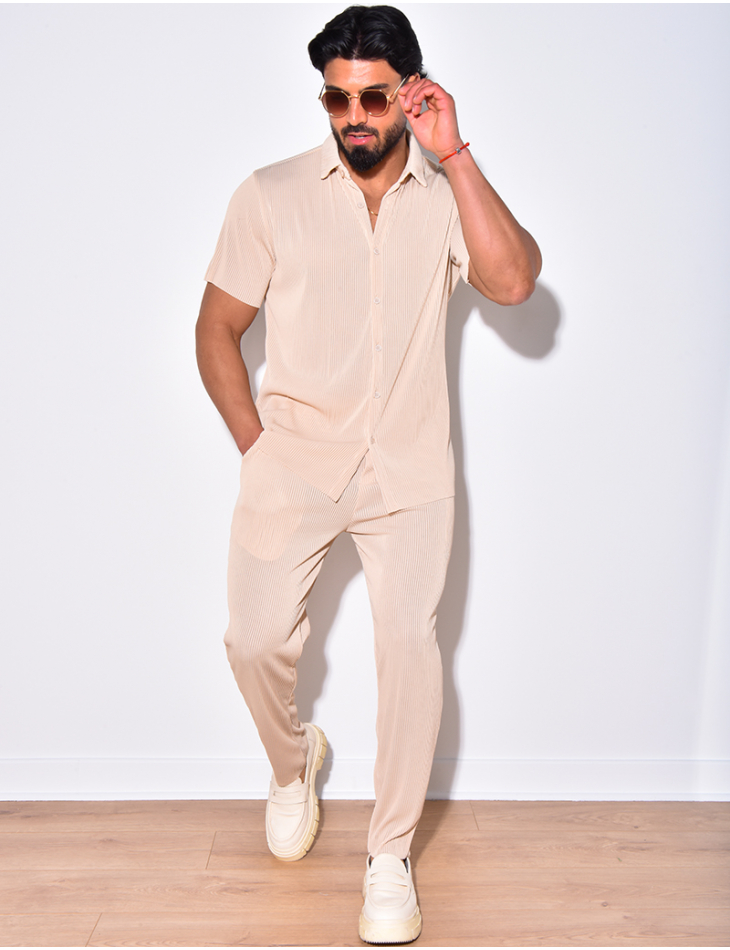 Ensemble pantalon et chemise plissé