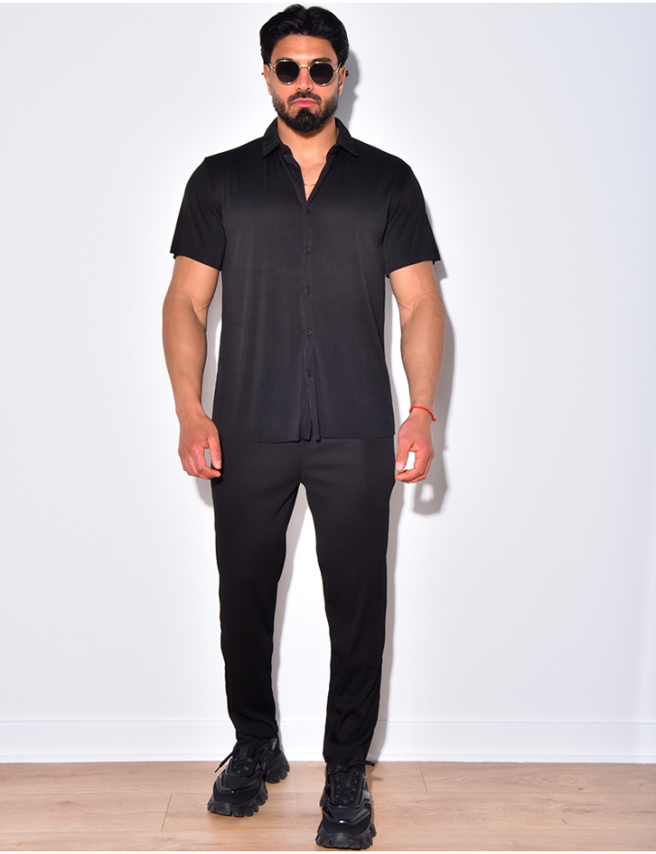 Ensemble pantalon et chemise plissé