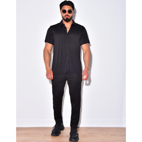 Ensemble pantalon et chemise plissé