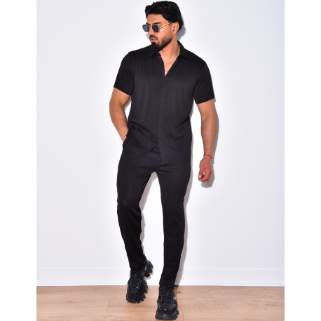 Ensemble pantalon et chemise plissé