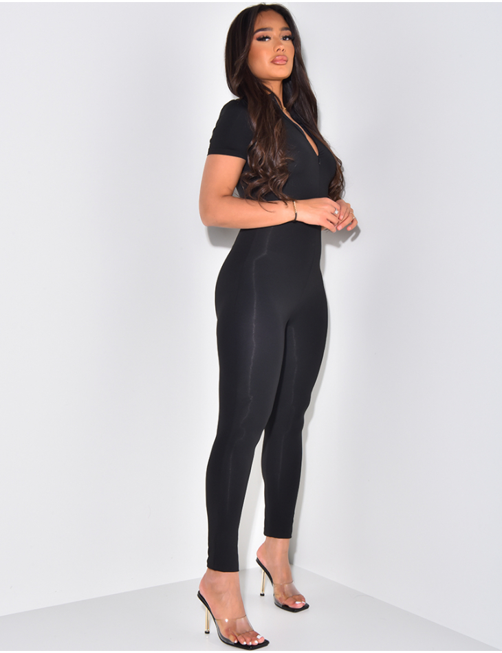 Combinaison longue moulante à manches courtes