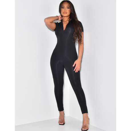 Combinaison longue moulante à manches courtes