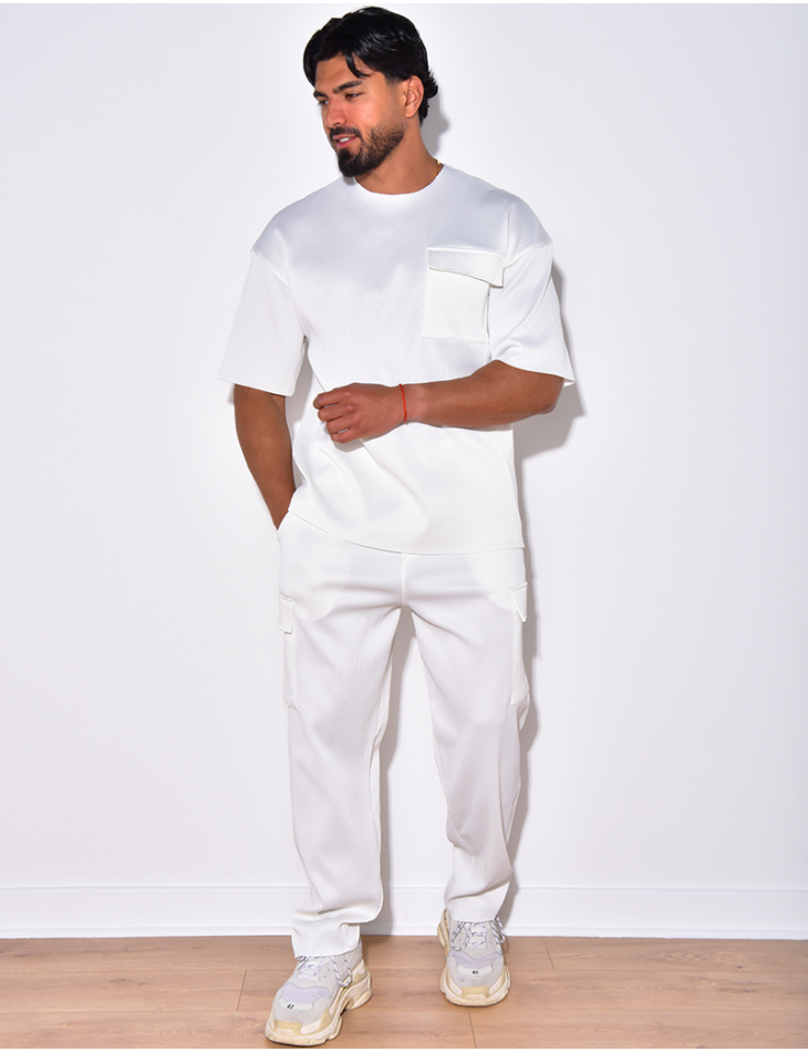 Ensemble t-shirt à poches et pantalon cargo côtelé Ensemble t-shirt à poches et pantalon cargo côtelé