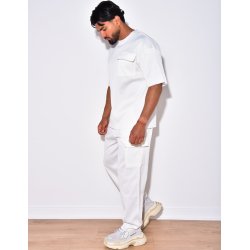 Ensemble t-shirt à poches et pantalon cargo côtelé Ensemble t-shirt à poches et pantalon cargo côtelé