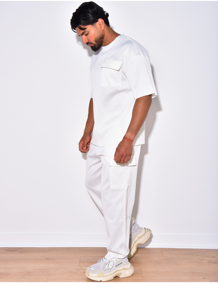 Ensemble t-shirt à poches et pantalon cargo côtelé Ensemble t-shirt à poches et pantalon cargo côtelé