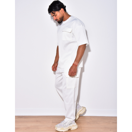 Ensemble t-shirt à poches et pantalon cargo côtelé Ensemble t-shirt à poches et pantalon cargo côtelé