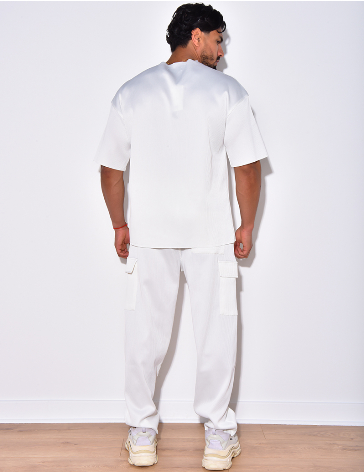 Ensemble t-shirt à poches et pantalon cargo côtelé Ensemble t-shirt à poches et pantalon cargo côtelé