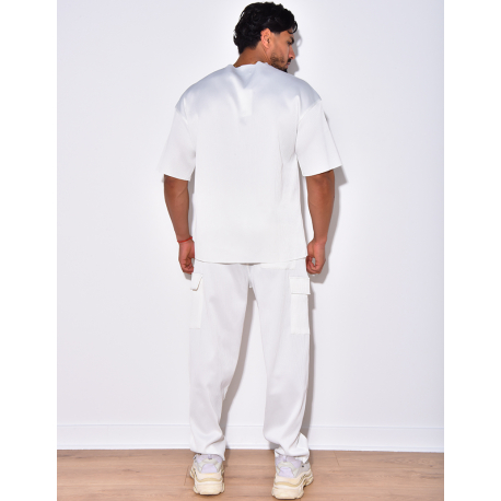 Ensemble t-shirt à poches et pantalon cargo côtelé Ensemble t-shirt à poches et pantalon cargo côtelé