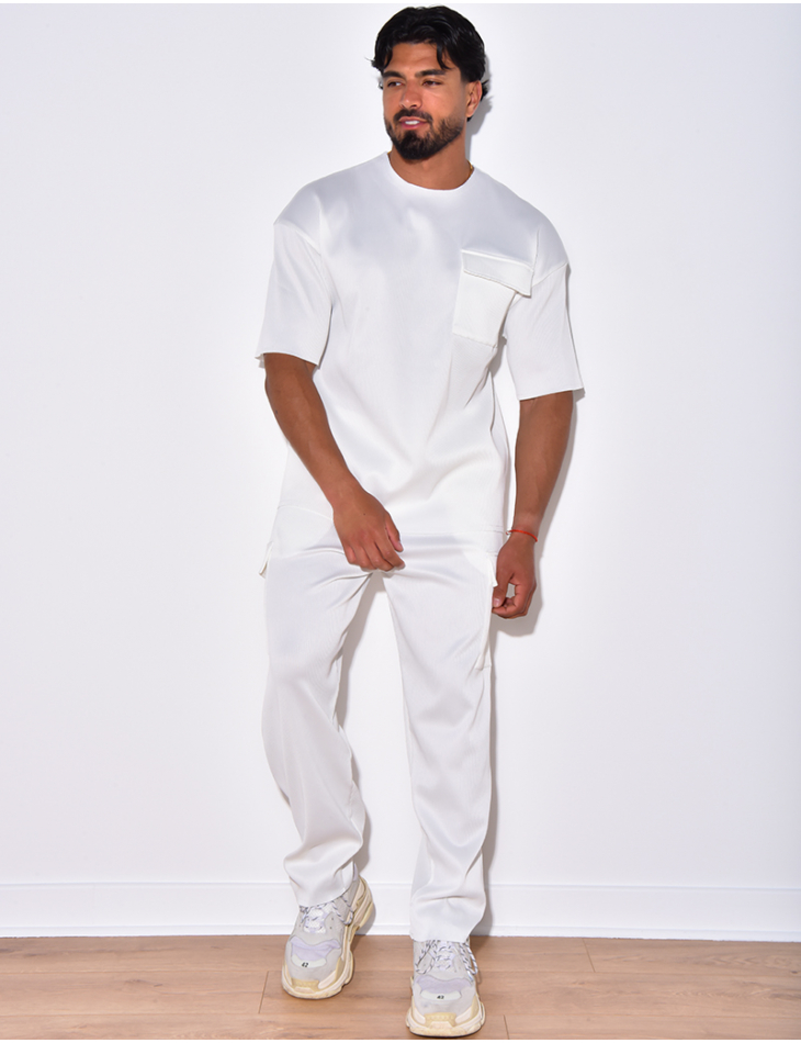 Ensemble t-shirt à poches et pantalon cargo côtelé Ensemble t-shirt à poches et pantalon cargo côtelé