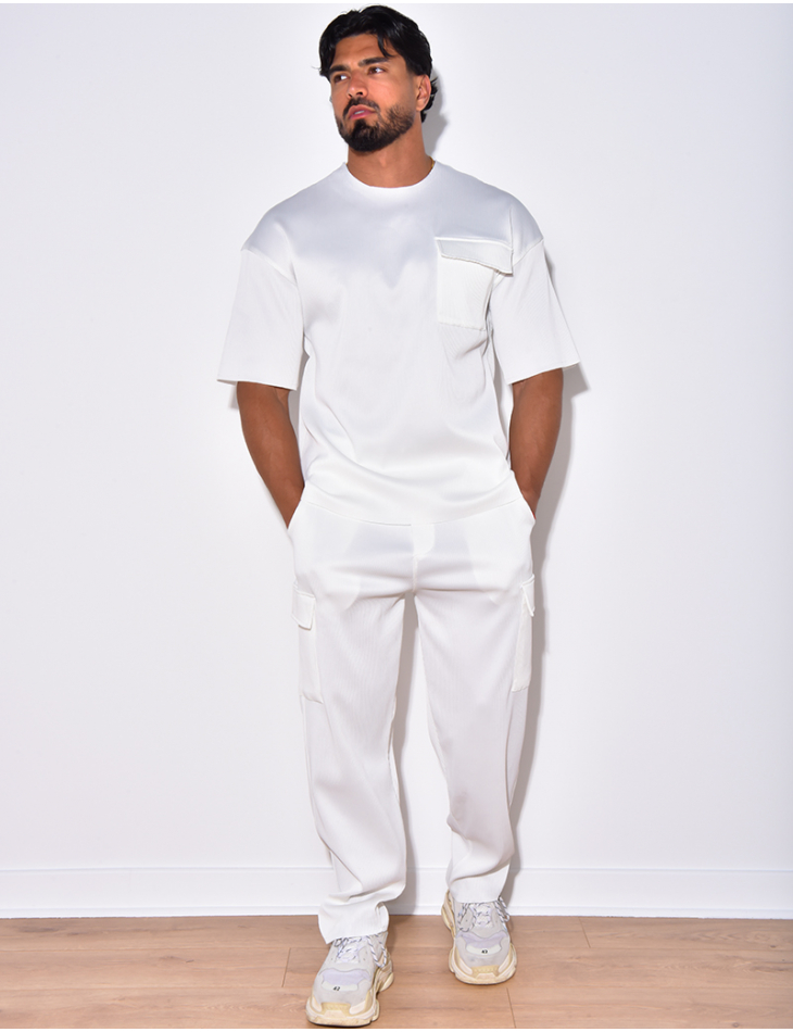 Ensemble t-shirt à poches et pantalon cargo côtelé Ensemble t-shirt à poches et pantalon cargo côtelé