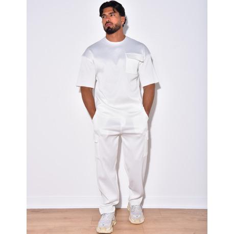 Ensemble t-shirt à poches et pantalon cargo côtelé Ensemble t-shirt à poches et pantalon cargo côtelé