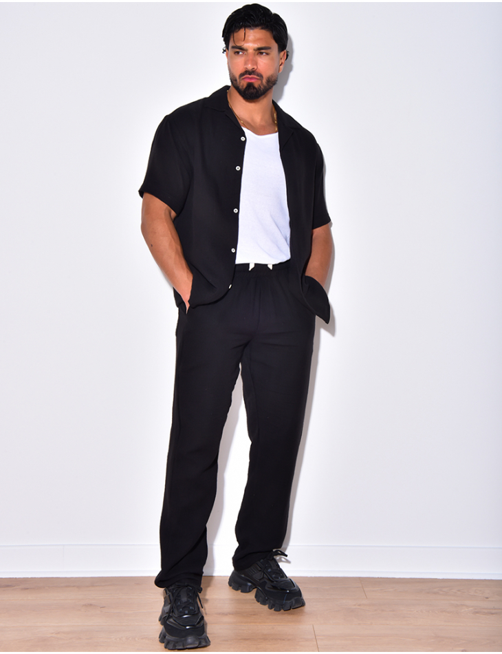 Ensemble pantalon et chemise en coton