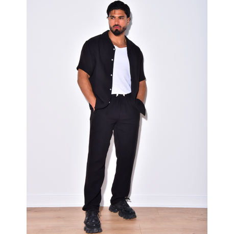Ensemble pantalon et chemise en coton
