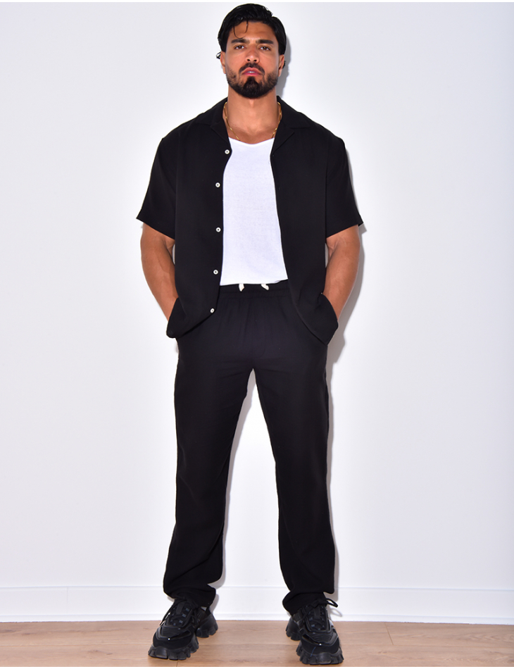 Ensemble pantalon et chemise en coton