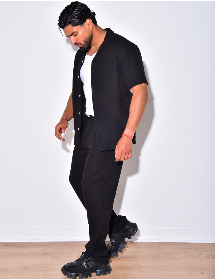 Ensemble pantalon et chemise en coton