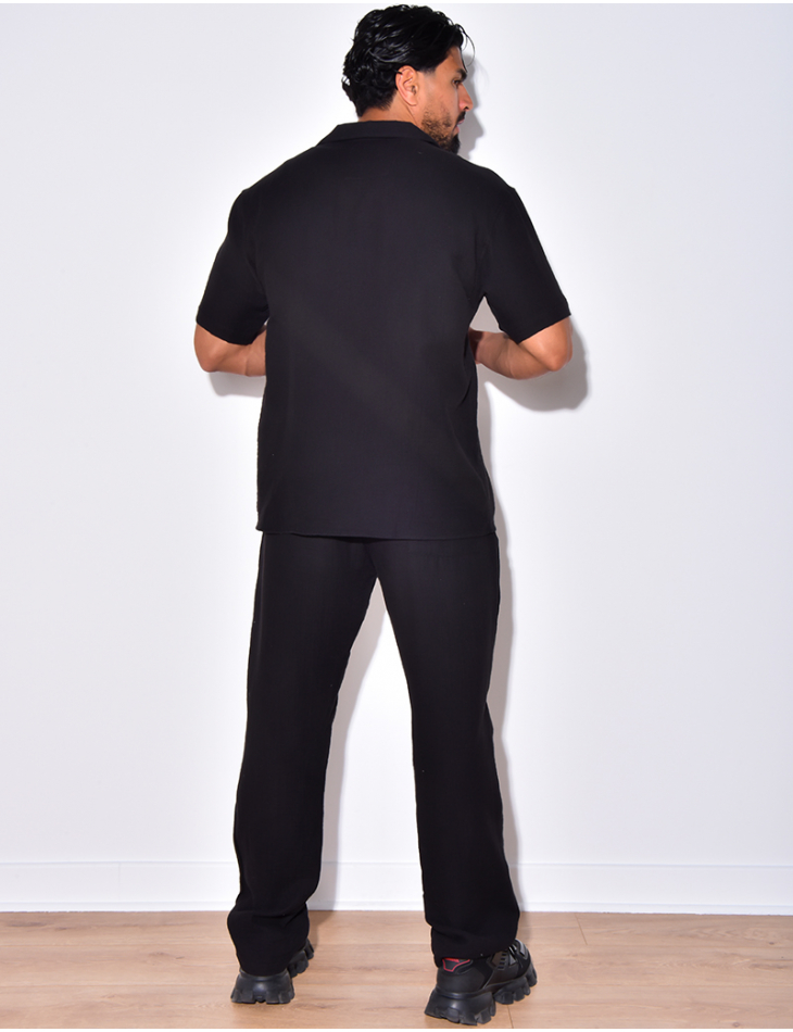 Ensemble pantalon et chemise en coton