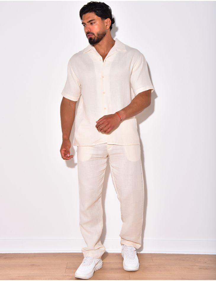 Ensemble pantalon et chemise en coton